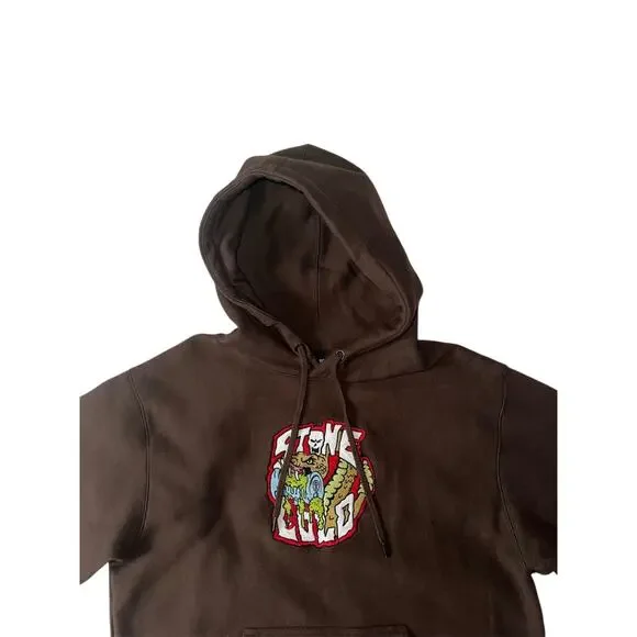 WWE X STONE COLD STEVE AUSTIN Thick Heavy Hoodie HELL YEAH Red BROWN Size L - Picture 3 of 6